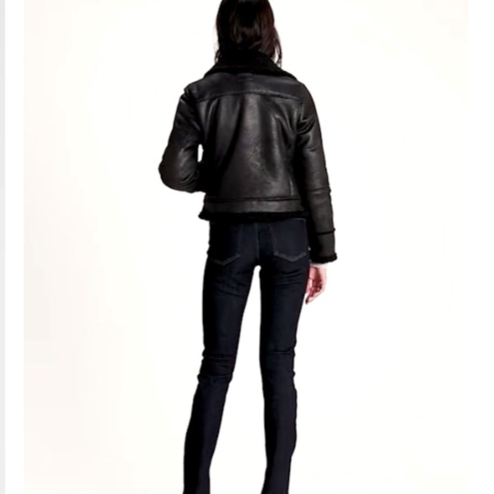 Banana Republic Black Faux Shearling Leather coat - Picture 5 of 8